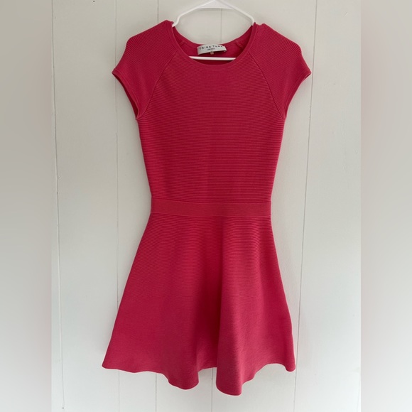 Trina Turk Fit & Flare Knit Cozumel Ribbed Sweater Dress in Hot Coral Pink - Picture 2 of 10